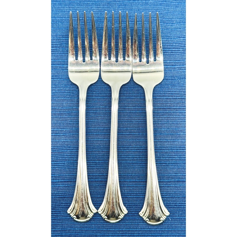 Reed and Barton Cortland Salad Fork‎ Glossy Stainless Flatware 7 inch Lot of 3